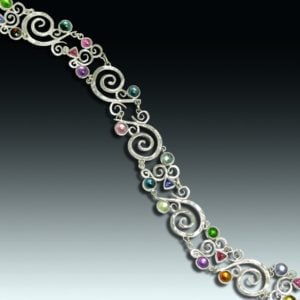 "Just Happy" 14 karat white gold bracelet