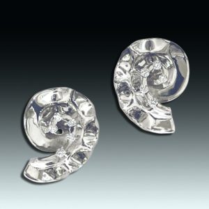 "Snails" 18 karat white gold earrings