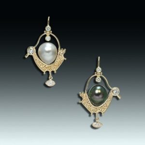 "Birds of Passage" South Seas pearl earrings