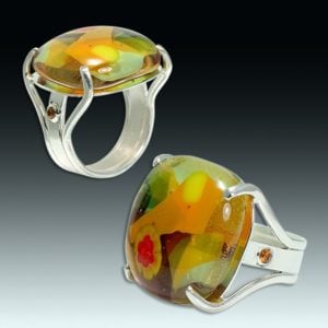 "Summer by the Lake" art glass ring