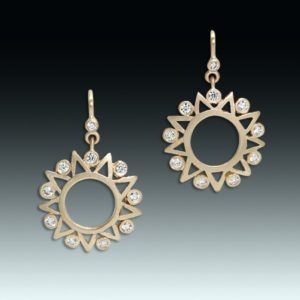 "Solar Wind" 14k gold and diamond earrings