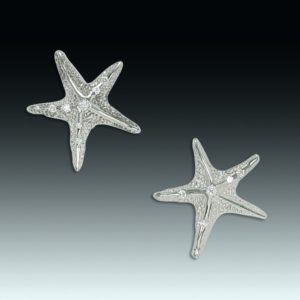 "Stars of the Sea" diamond and 18 karat white gold earrings