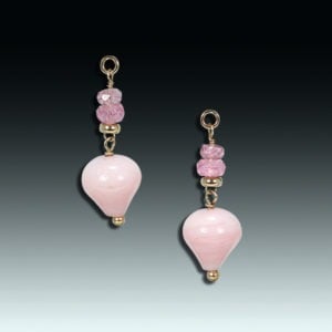 "Strawberry Meringue" opal, tourmaline and 14k gold removable drops