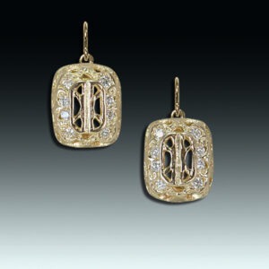 "Porte d'ascenseur" 18k gold and diamond earrings