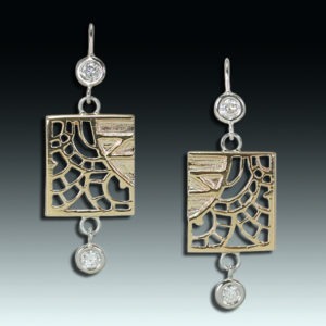"Place de la victoire" 14k gold and diamond earrings