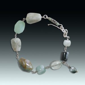 "Dance of the Elves" aquamarine, tourmaline, jade and hematite bracelet