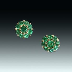 "Cupid's Flowers" emerald and 18k gold earrings