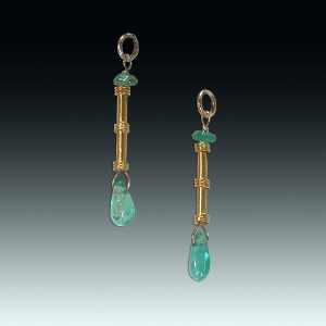 "But soft! What nymphs are these?" emerald and 18k gold removable drops