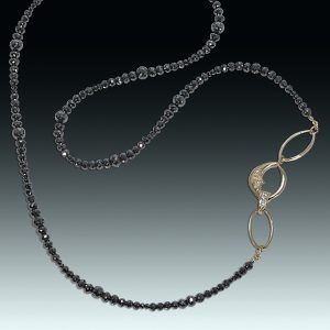 "Tatiana's Dream" black diamond, diamond and 18k gold necklace